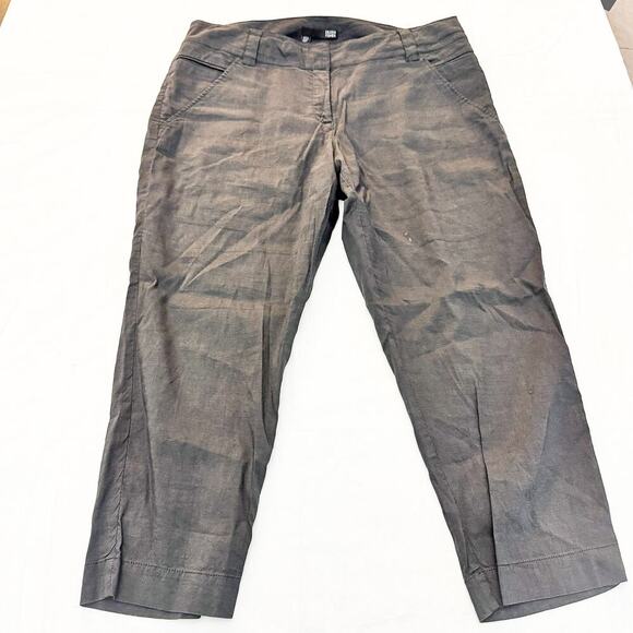 Eileen Fisher Dark Gray Cropped Linen Straight Leg Pants Size 16 - Picture 3 of 8